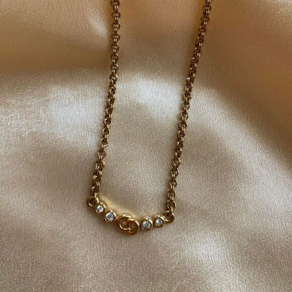 Authentic Christian Dior Bejeweled CD Necklace - Picture 1 of 7